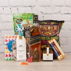 whisky gift box nz with snacks and chocolate