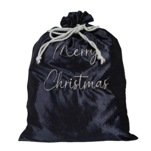 navy blue velvet santa bag